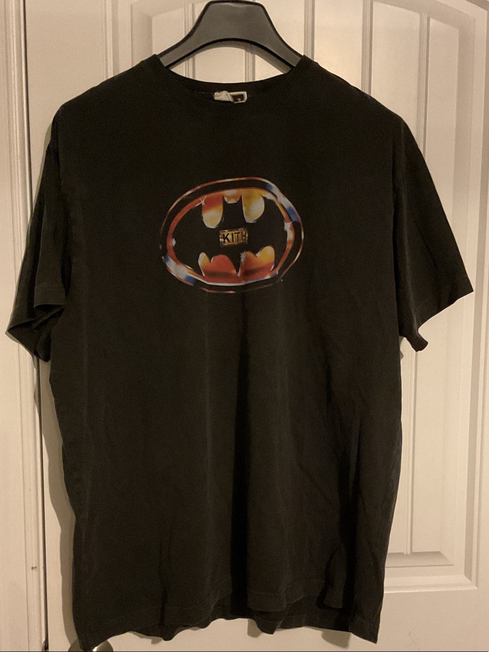 Kith Black Tee with Multicolor Batman Emblem